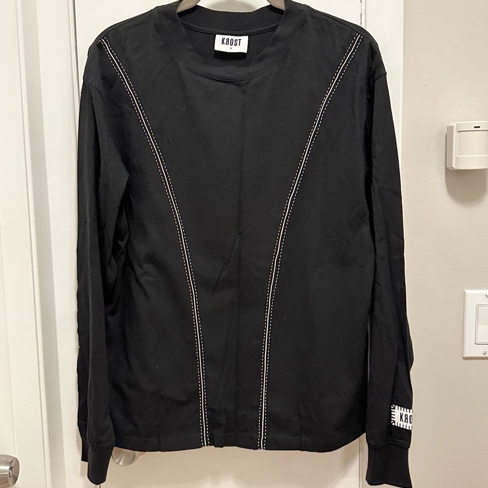KROST New York Baseball long sleeve t-shirt Mens M Jet Black casual top